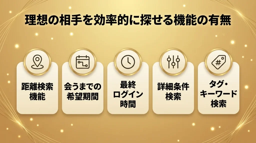 理想の相手を効率的に探せる機能の有無