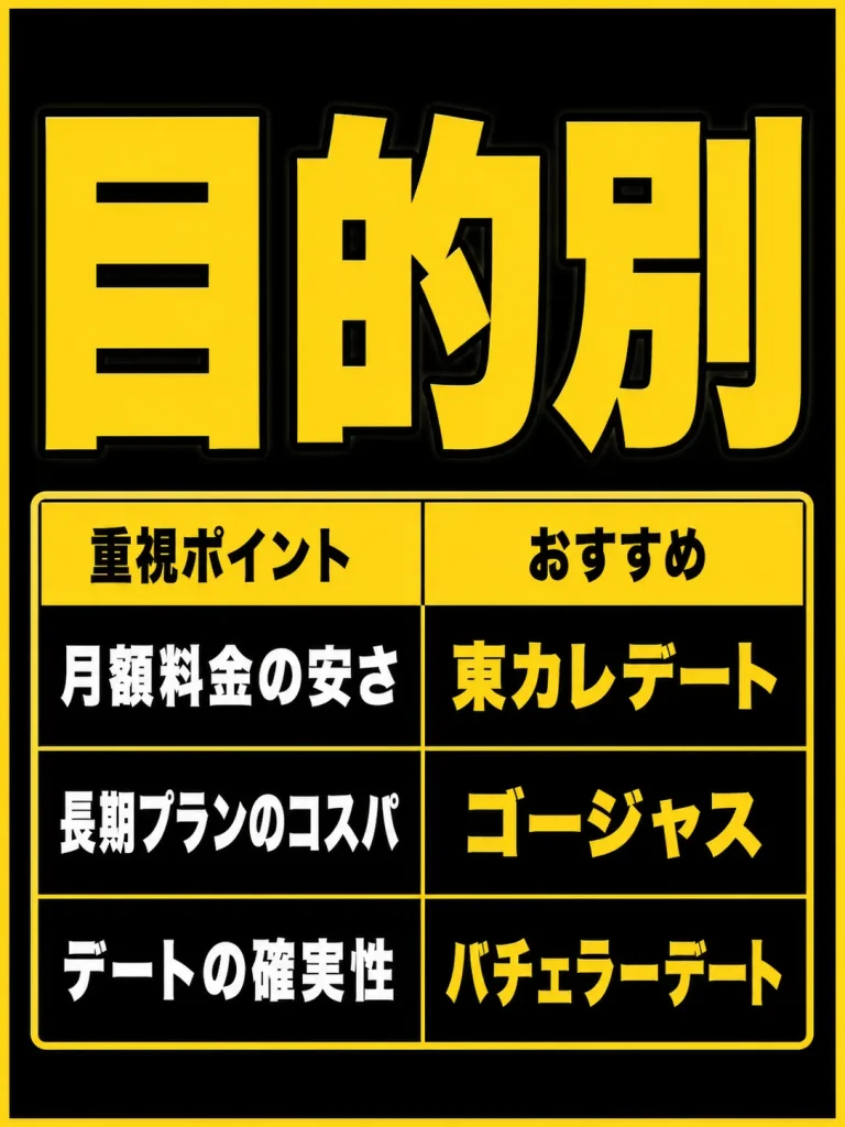 バチェラーデートと同じ、審査制マッチングアプリの料金を比較表にまとめました。