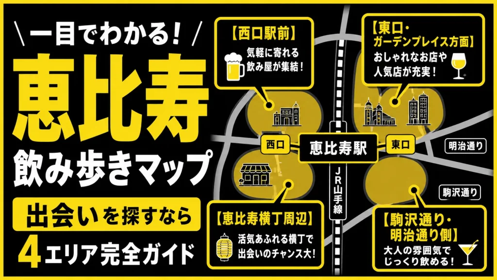 【エリア別】恵比寿で「一人飲みの出会い」を作りやすい場所と特徴