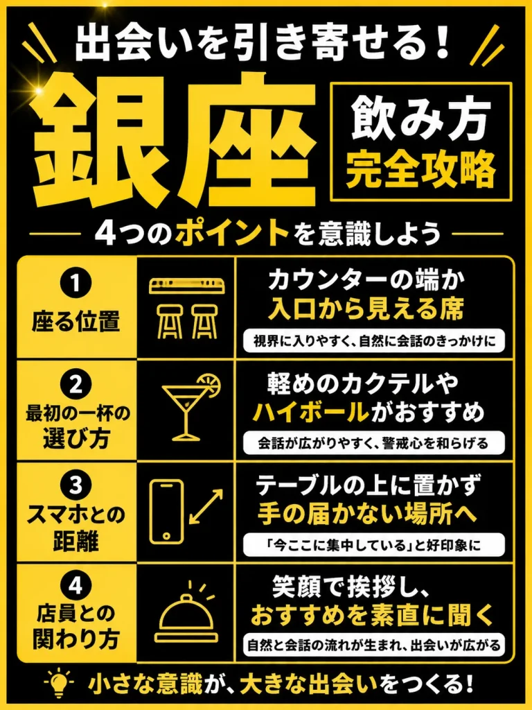 銀座の一人飲みで声をかけやすい雰囲気を作る方法