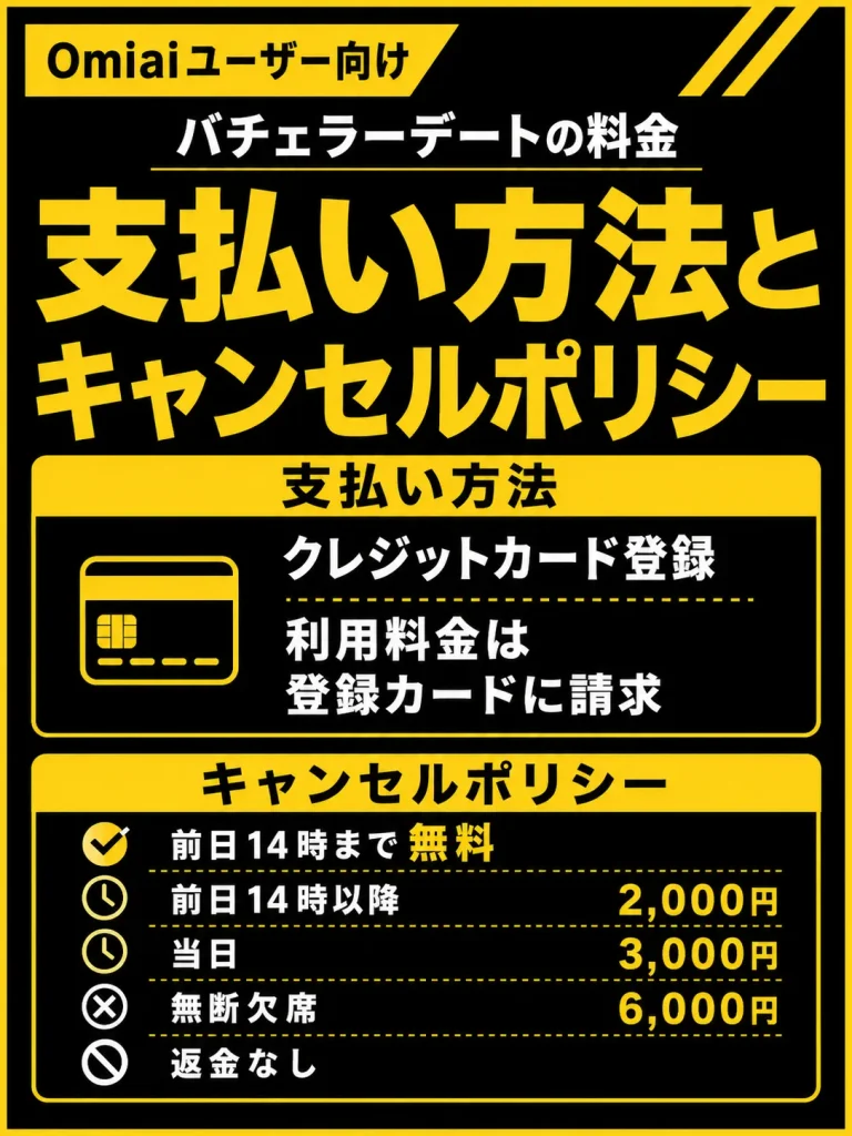 バチェラーデートの料金の支払い方法とキャンセルポリシーは？

