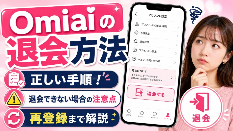 Omiaiの退会方法の正しい手順！できない場合の注意点や再登録まで解説