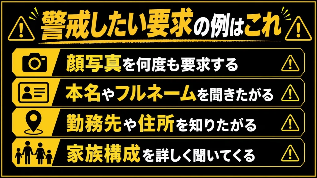 写真や個人情報をしつこく求める