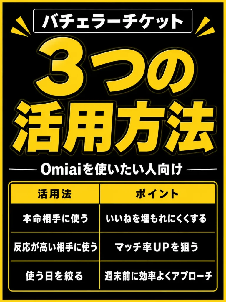 『バチェラーチケット』には、3つの活用方法があります。