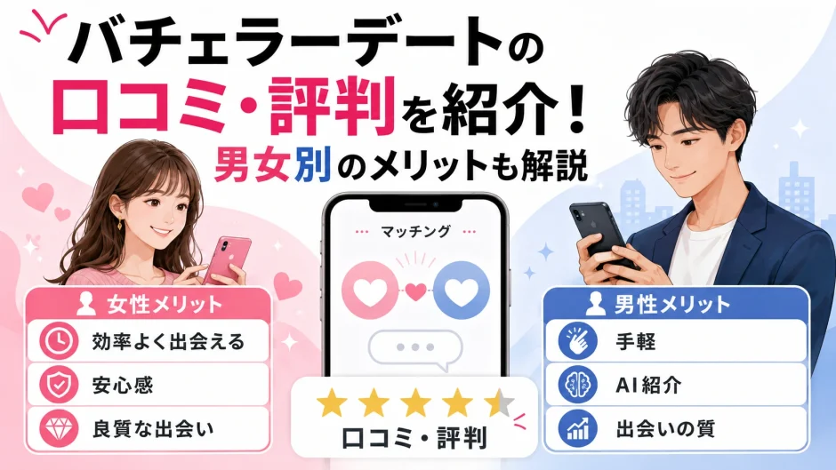 バチェラーデートの口コミ・評判を紹介！男女別のメリットも解説