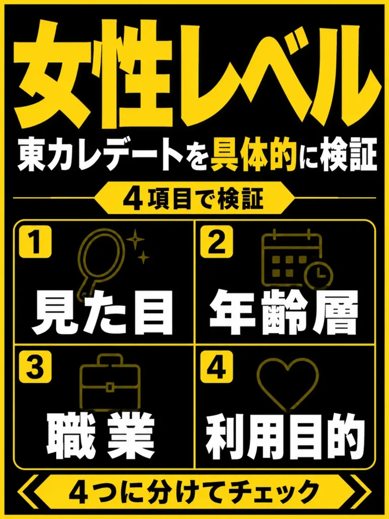 東カレデートの女性レベルを4つの項目で検証