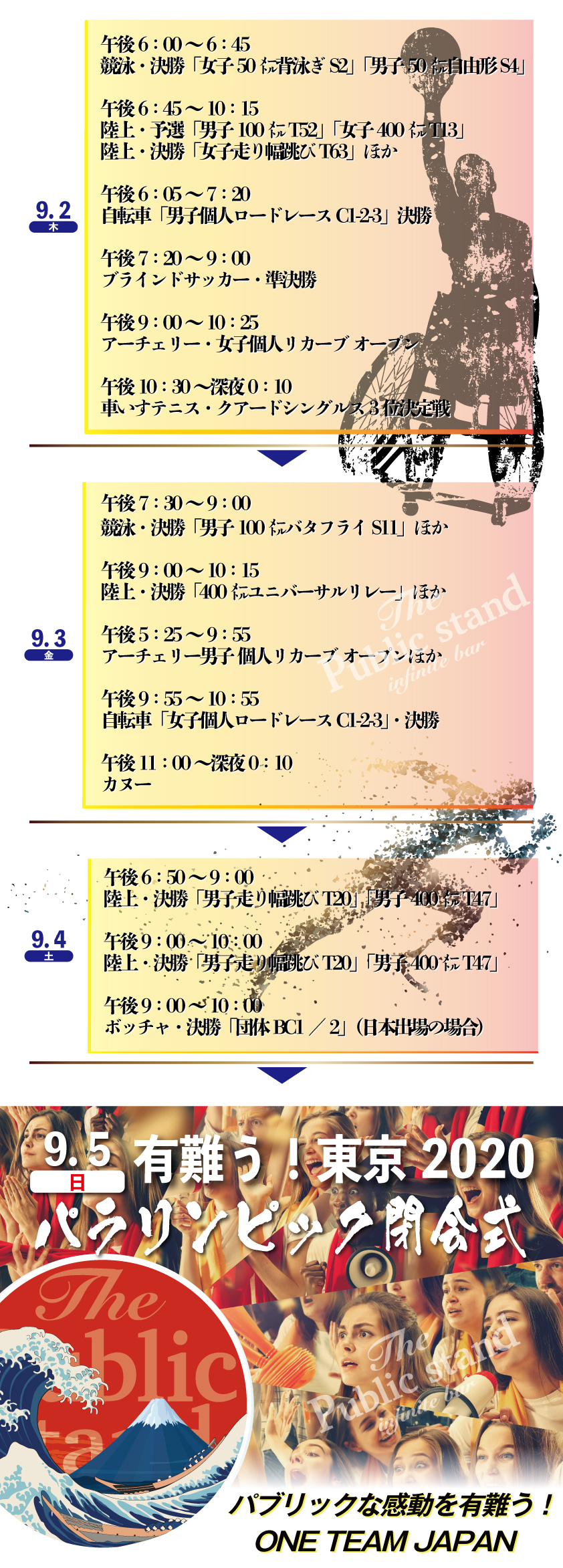 スポーツ観戦 パブリックスタンドは東京パラリンピックを応援します パブリックスタンド お酒もスポーツも無制限に遊べるバー