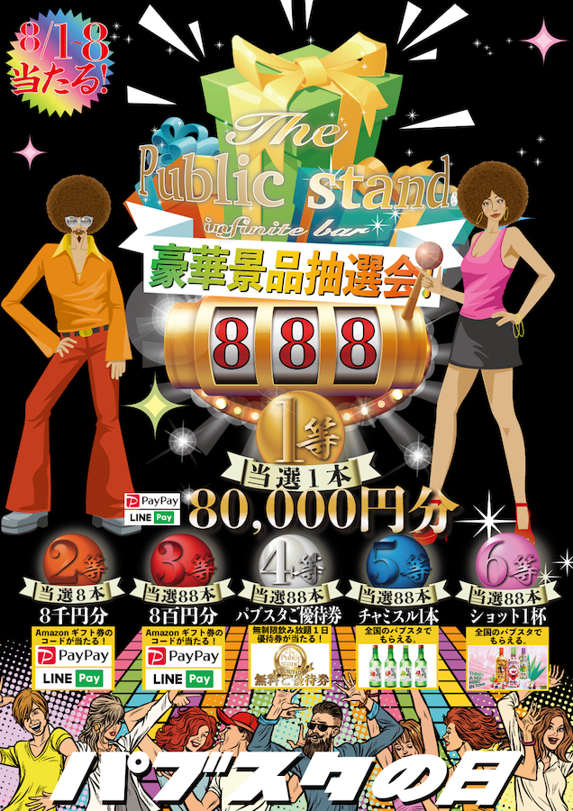 総額88万円が当たる！『パブスタの日大抽選会』開催！！